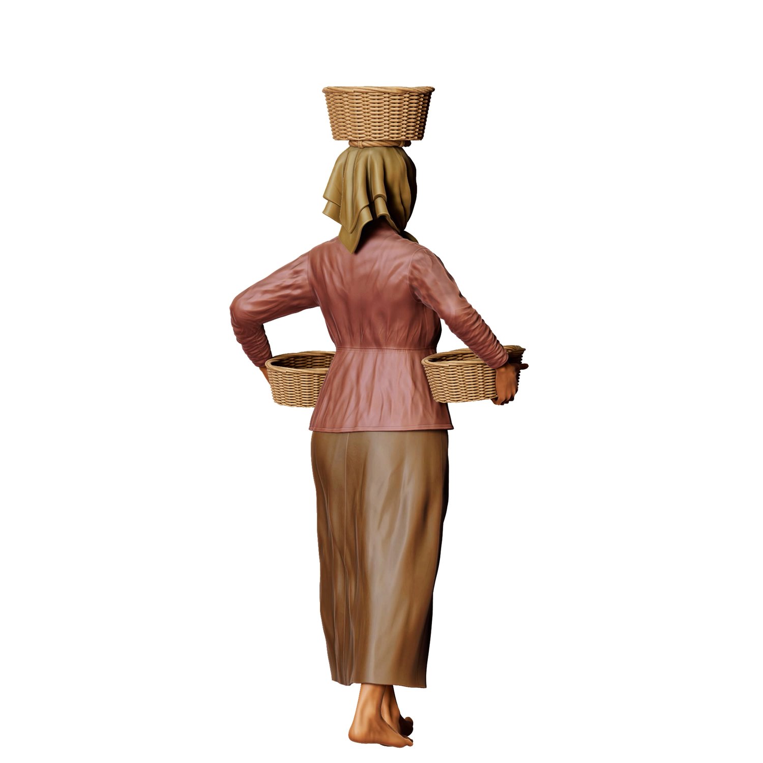 3dp miniatures, N5 Farmers woman carrying Baskets