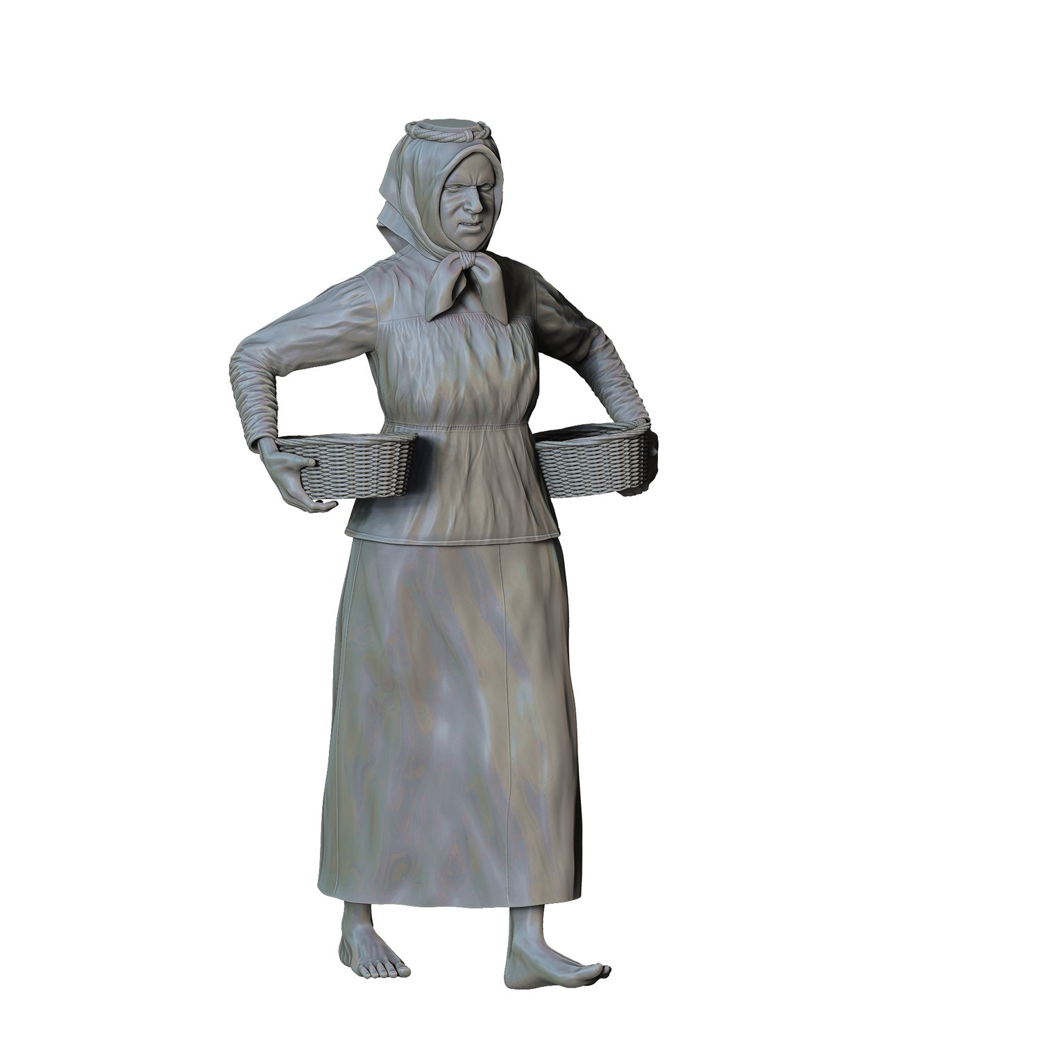 3dp miniatures, N5 Farmers woman carrying Baskets