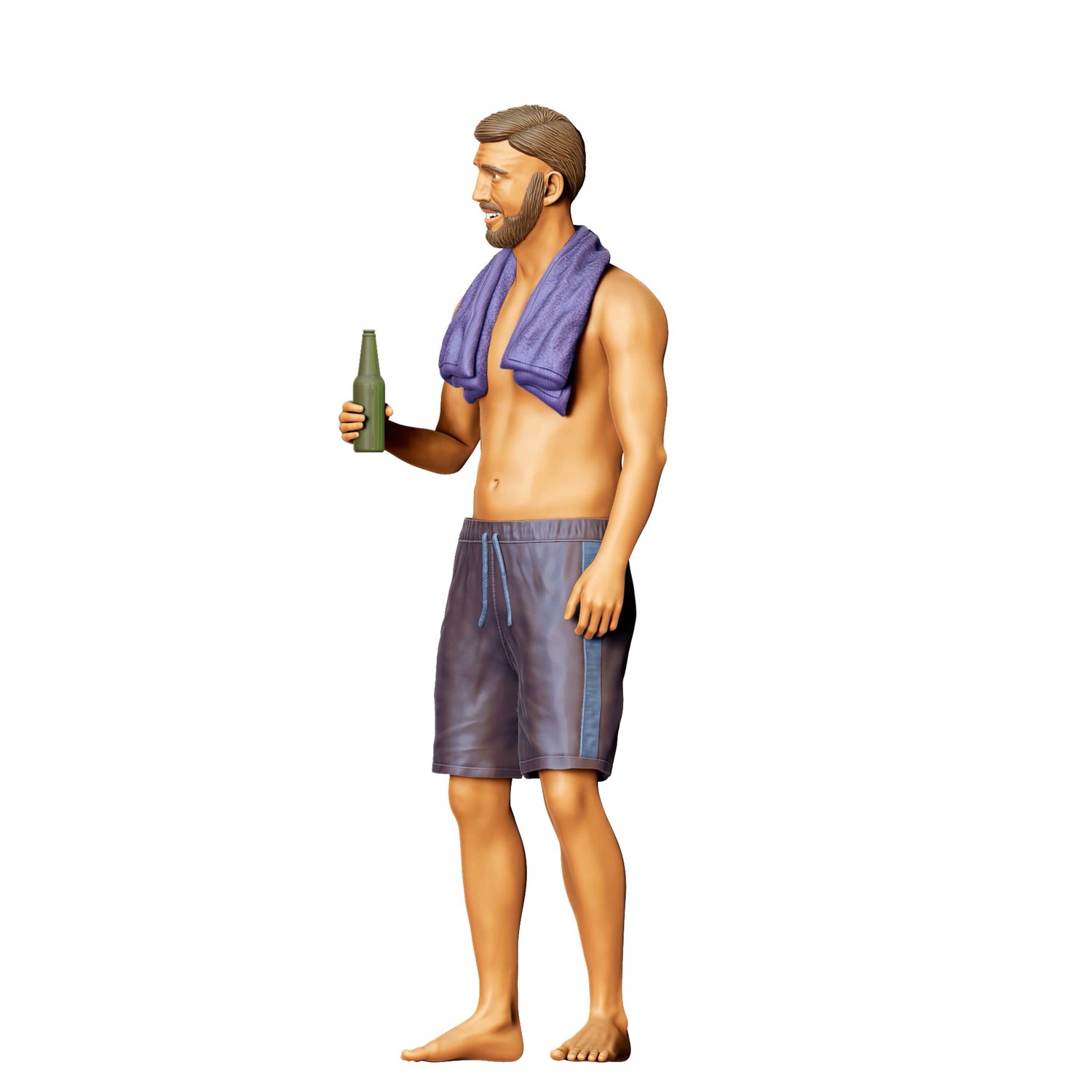 3dp Miniatures, N1 Pool Party man drinking beer, 3dpminis.com
