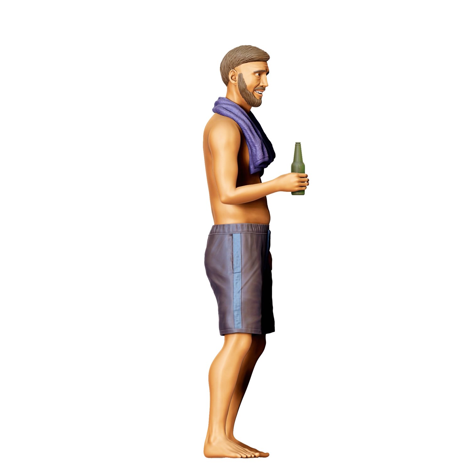 3dp Miniatures, N1 Pool Party man drinking beer, 3dpminis.com