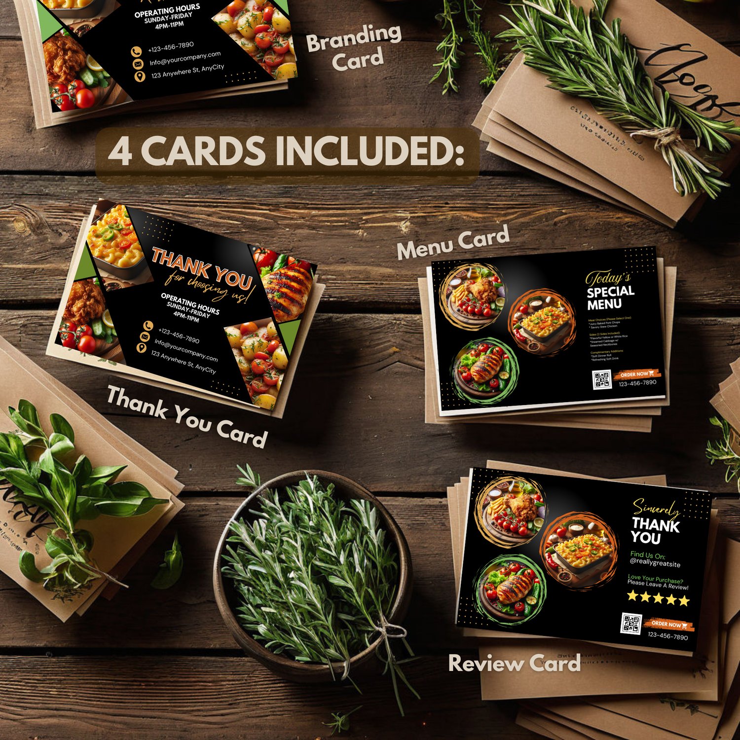 Business Thank You Cards, Menu Cards, Review Cards, Branding Cards by simply shykeria, shykeria lifleur