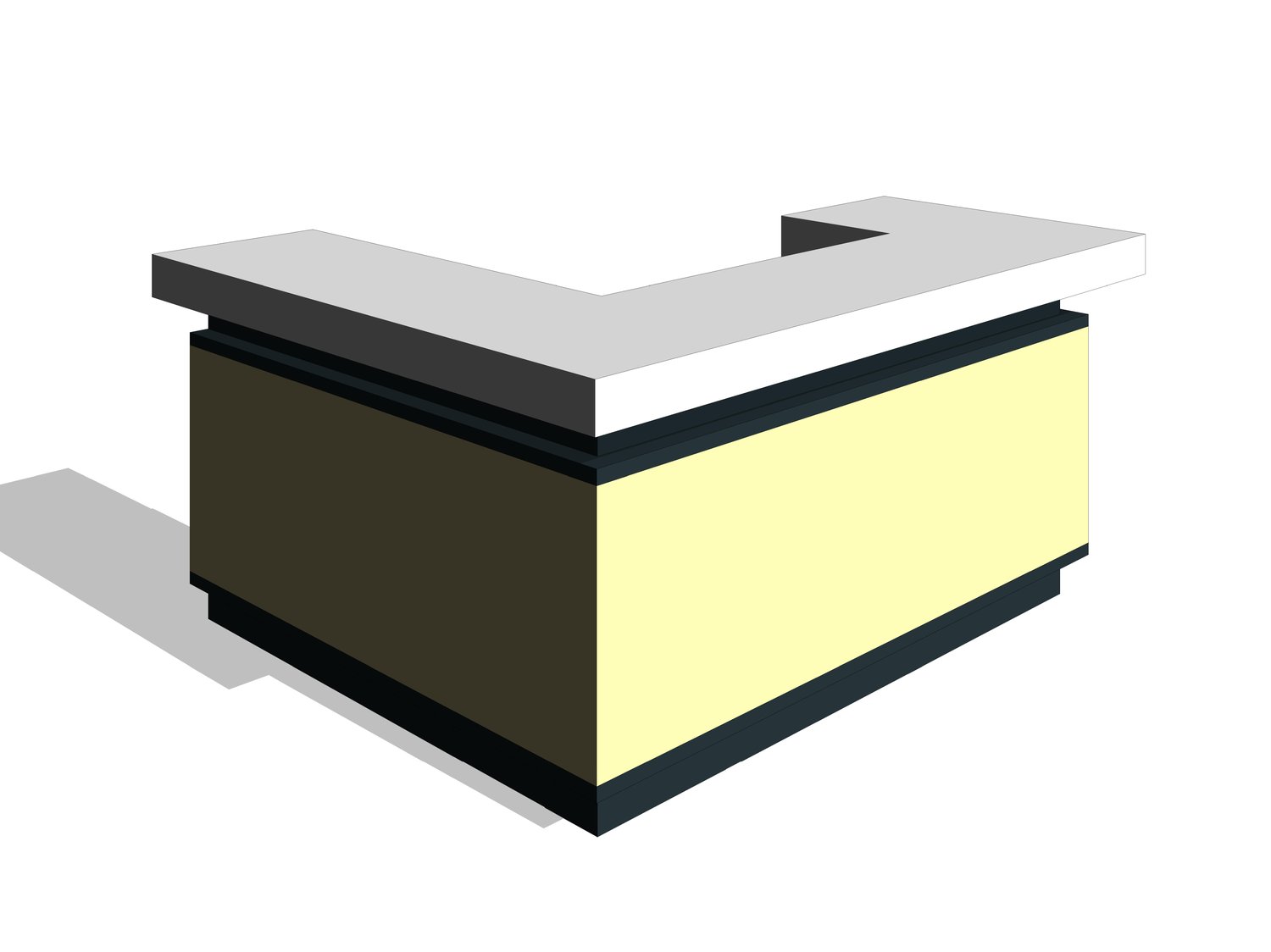 Elevate Any Space with Our Luxurious Reception Desk Counter 3D Model Revit Family  Transform the entrance of any building, whether an embassy, office, or hotel, with our elegantly designed Reception Desk Counter. This premium desk features a blend of rich