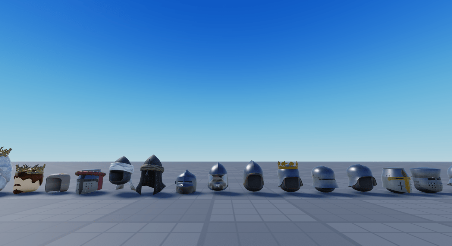 Medieval metal helmets collection