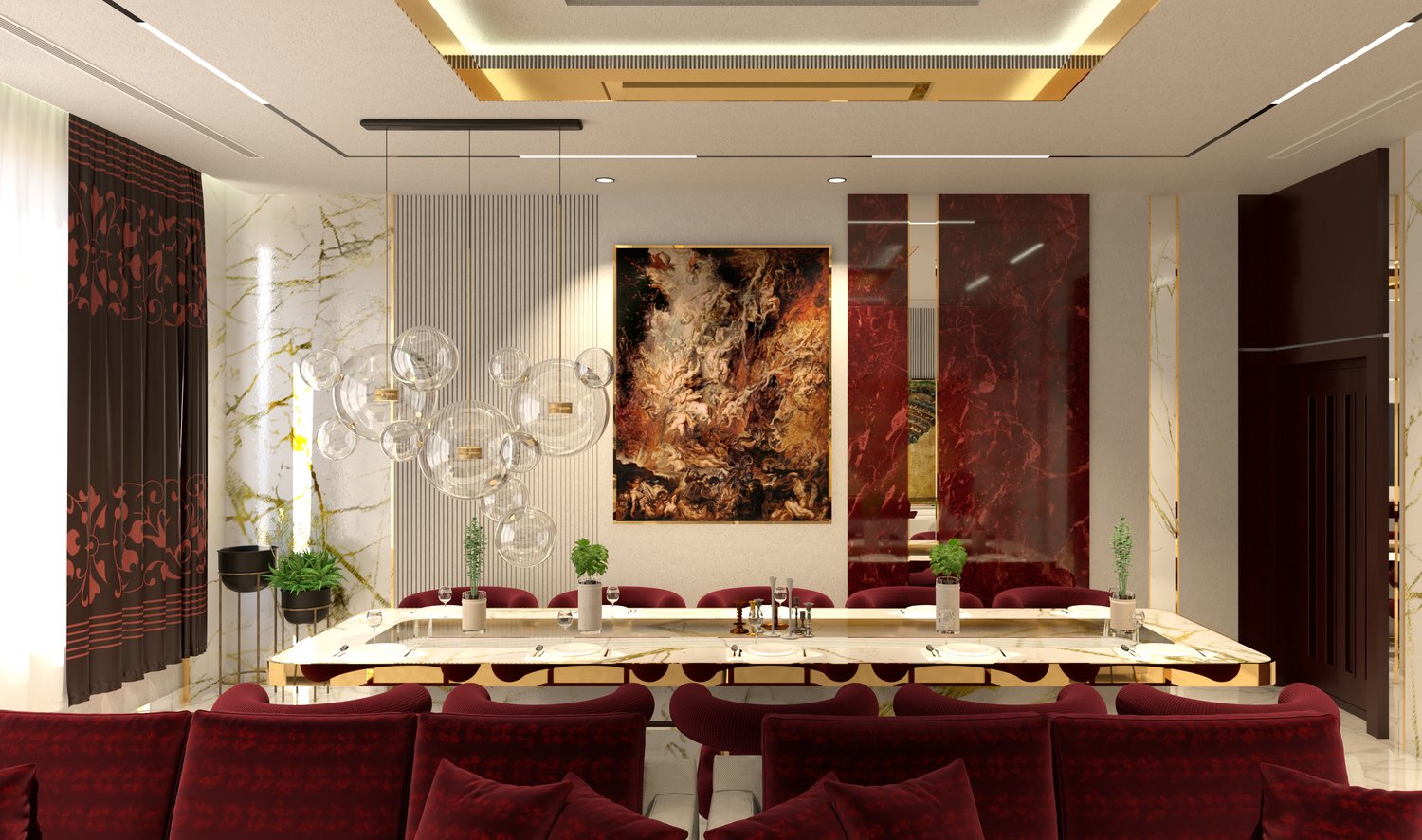 Top 10 Must-Have 3D Models for Architects to Elevate Their Portfolio:  Luxurious Maroon Living Room Elegance 🛋️  Dive into the splendor of this exquisitely designed maroon living room. Adorned with lush furnishings and timeless artwork, it’s a perfect ble