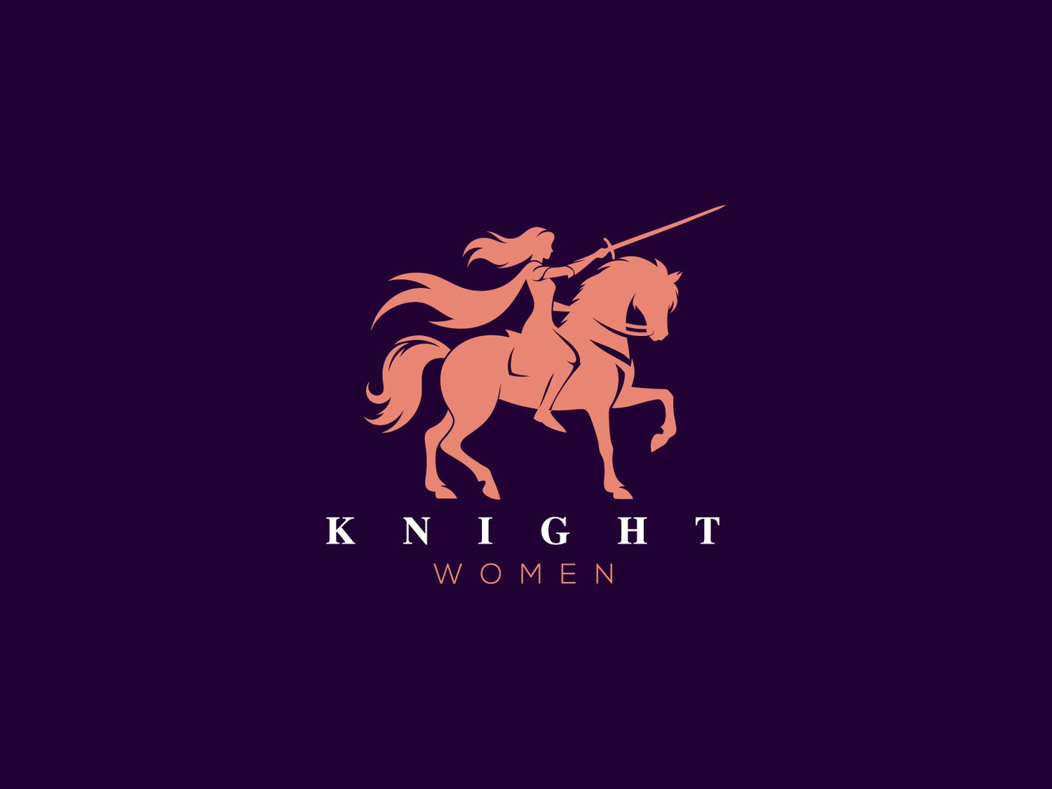 Handcrafted professional Knight Women logo design, featuring a strong and courageous female knight illustration symbolizing bravery, strength, and independence, created by expert designers for branding and business use.