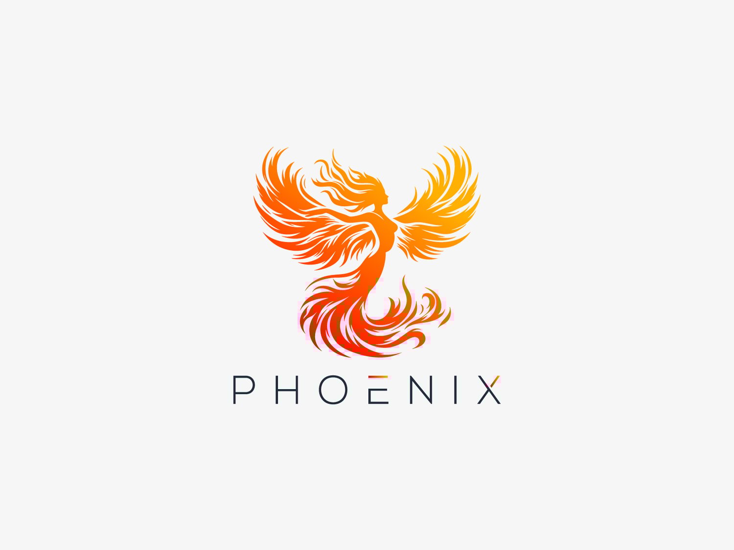 Handcrafted professional Phoenix logo design, featuring a majestic phoenix illustration symbolizing rebirth, resilience, and immortality, created by expert designers for branding and business use.