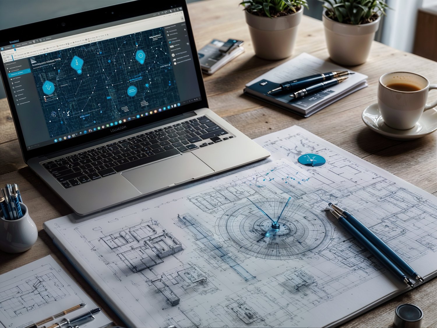 a dynamic cover image for a blog post titled 'How to Build a Profitable Creative Career in 2024: Essential Tools, AI Innovations, and Resources for Designers.' The image should feature a modern, sleek workspace with a high-end computer displaying 3D model