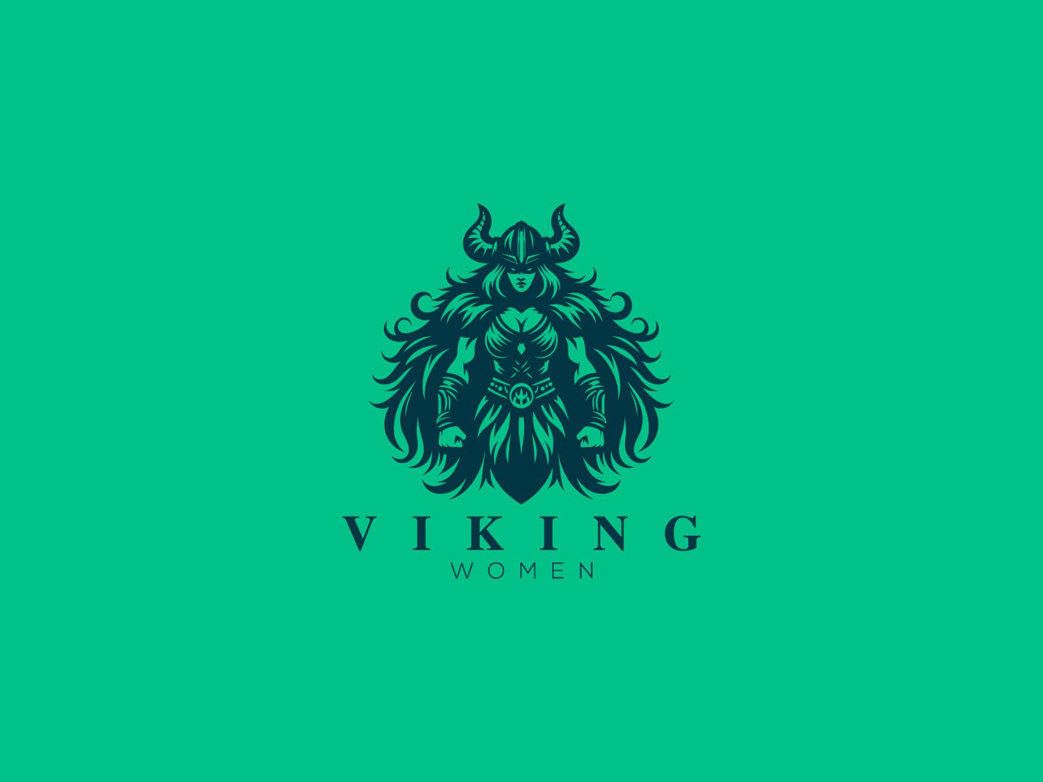 Handcrafted professional Viking Women logo design, featuring a powerful Viking woman illustration symbolizing strength, courage, and independence, created by expert designers for branding and business use.
