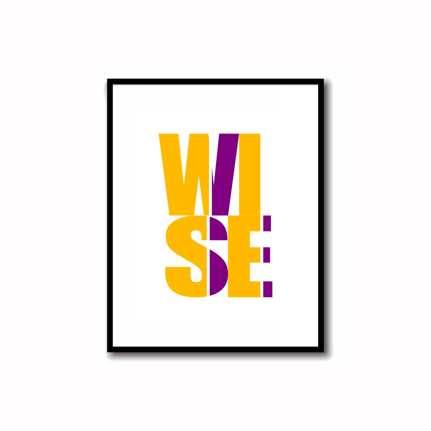 Bright, Colorful and Modern Abstract Printable "WISE" word art in purple and amber colors. Ideal for wall, desk, and shelf decor.    Transform your space with our unique art instant printable!🌟Download the radiant palette featuring purple and amber for an
