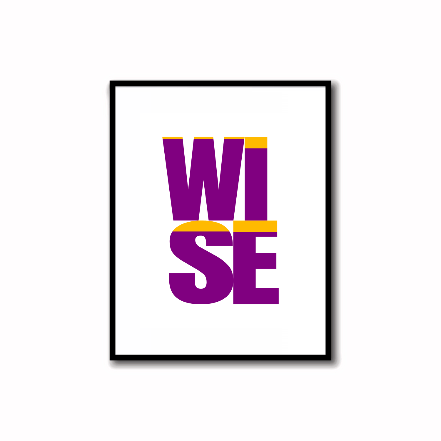 Bright, Colorful and Modern Abstract Printable "WISE" word art in purple and amber colors. Ideal for wall, desk, and shelf decor.    Transform your space with our unique art instant printable!🌟Download the radiant palette featuring purple and amber for an