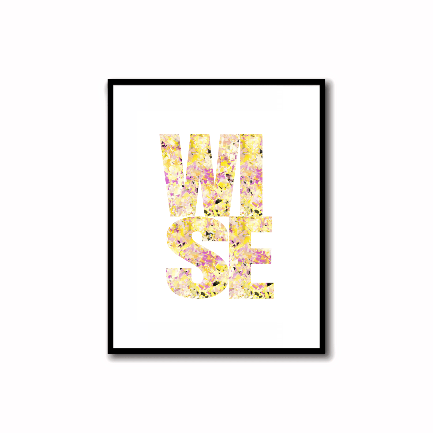 Bright, Colorful and Modern Abstract Printable "WISE" word art print in purple and amber colors. Ideal for wall, desk, and shelf decor.    Transform your space with our unique art instant printable!🌟Download the radiant palette featuring purple and amber 