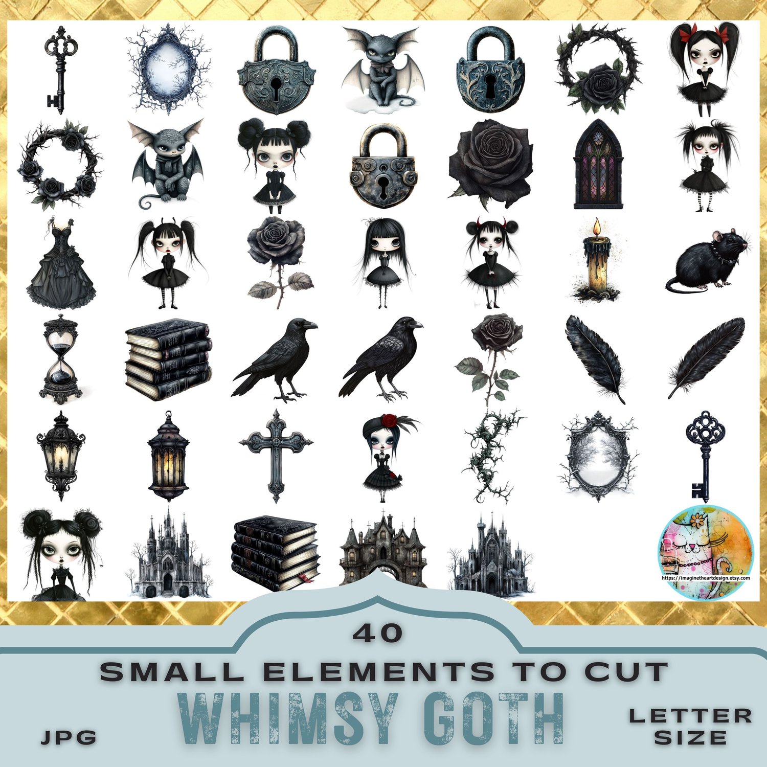 Whimsy Goth Winter 10 Seamless Designs and 40 fussy cuts JPEG files ...