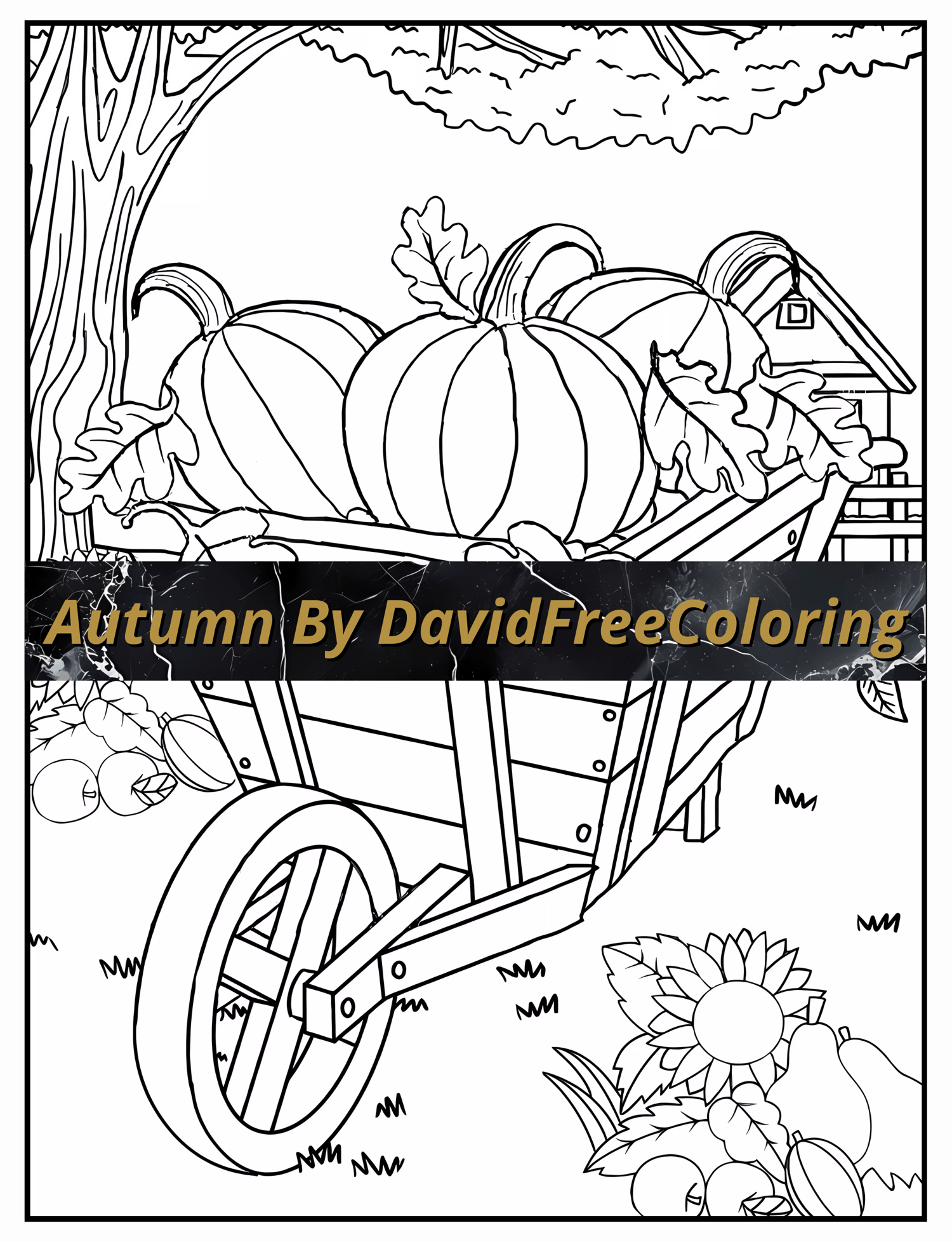 60 Autumn Landscapes Coloring Book for Adult Autumn Coloring Pages Fall scene printable coloring book fall gift for adult PDF download PNG