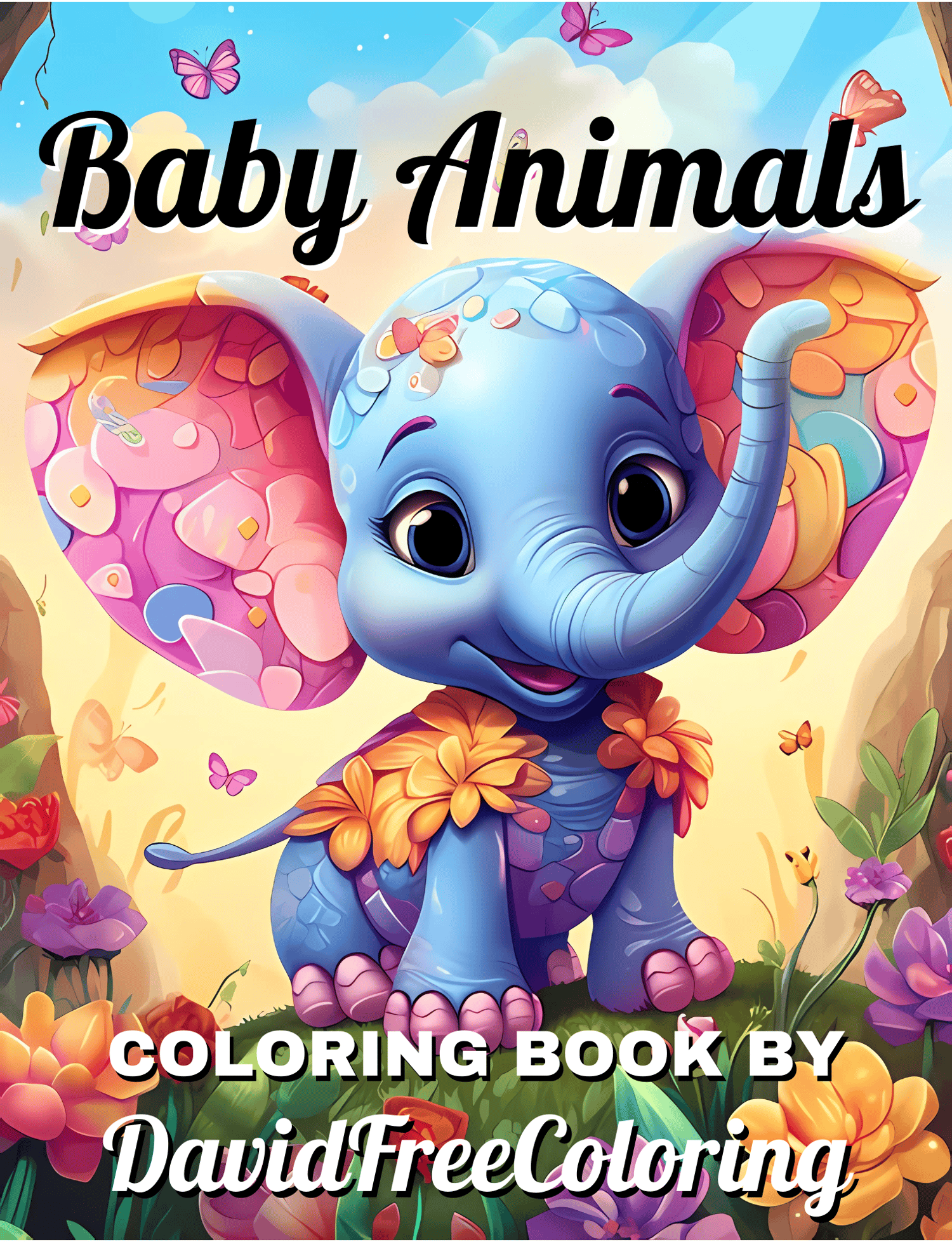 110 Baby Animals Coloring Book Cute Images for Adult Coloring Pages Baby Animals printable coloring book gift for adult PDF Download PNG