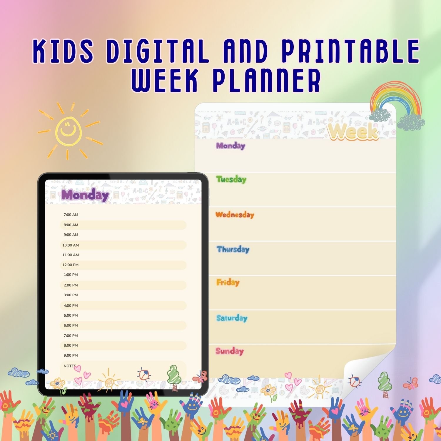 printable weekly planner for kids, downloadable kids schedule, toddler daily routine planner, minimalist kids planner, customizable children's planner, PDF weekly schedule for toddlers, home learning planner for kids, back to school planner for children, 