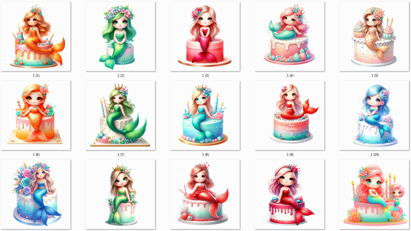 Birthday Mermaids Clipart