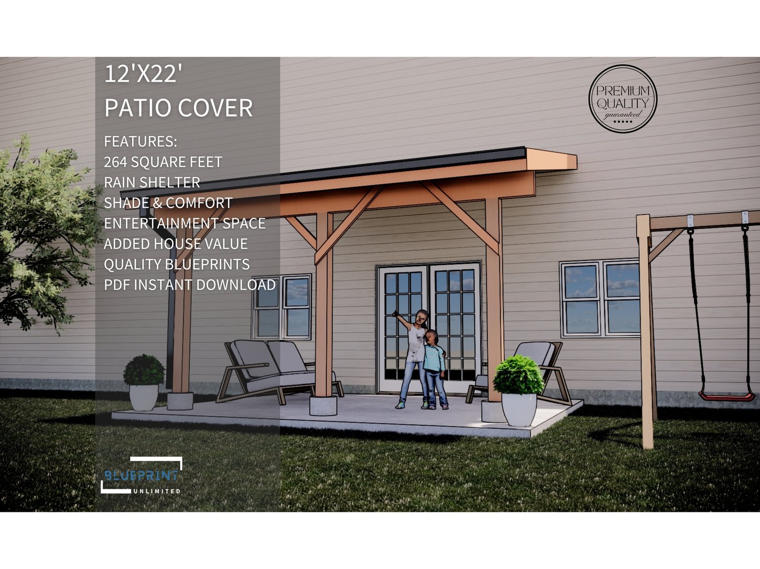 Obtain construction permits for your backyard patio with blueprint patio cover plans.