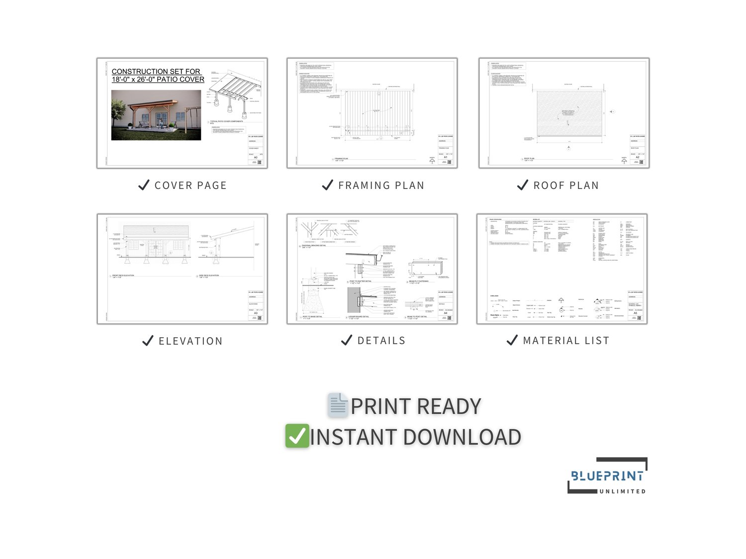 Obtain construction permits for your backyard patio with blueprint patio cover plans.