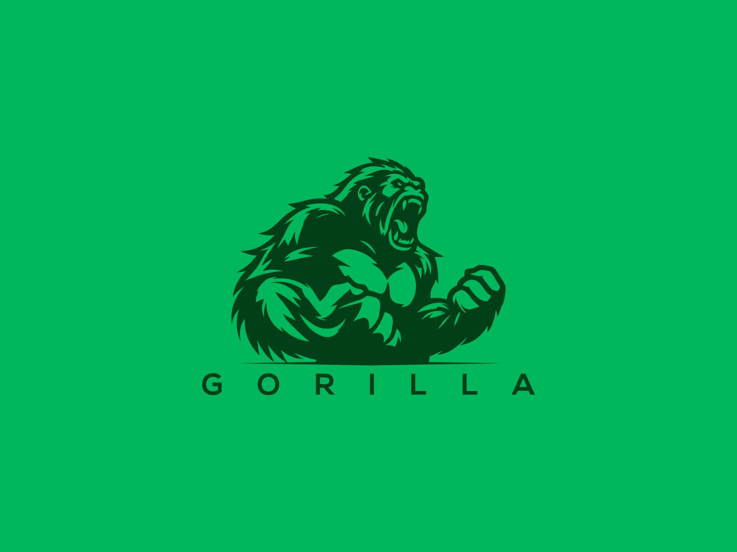 Handcrafted professional gorilla logo design, featuring a strong and intelligent gorilla illustration symbolizing strength, leadership, and authority, created by expert designers for branding and business use.
