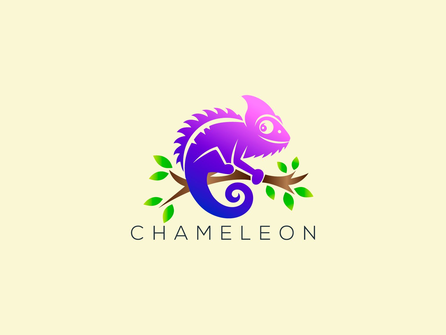 Handcrafted professional chameleon logo design, featuring an illustration symbolizing adaptability, versatility, and innovation, created by expert designers for branding and business use.