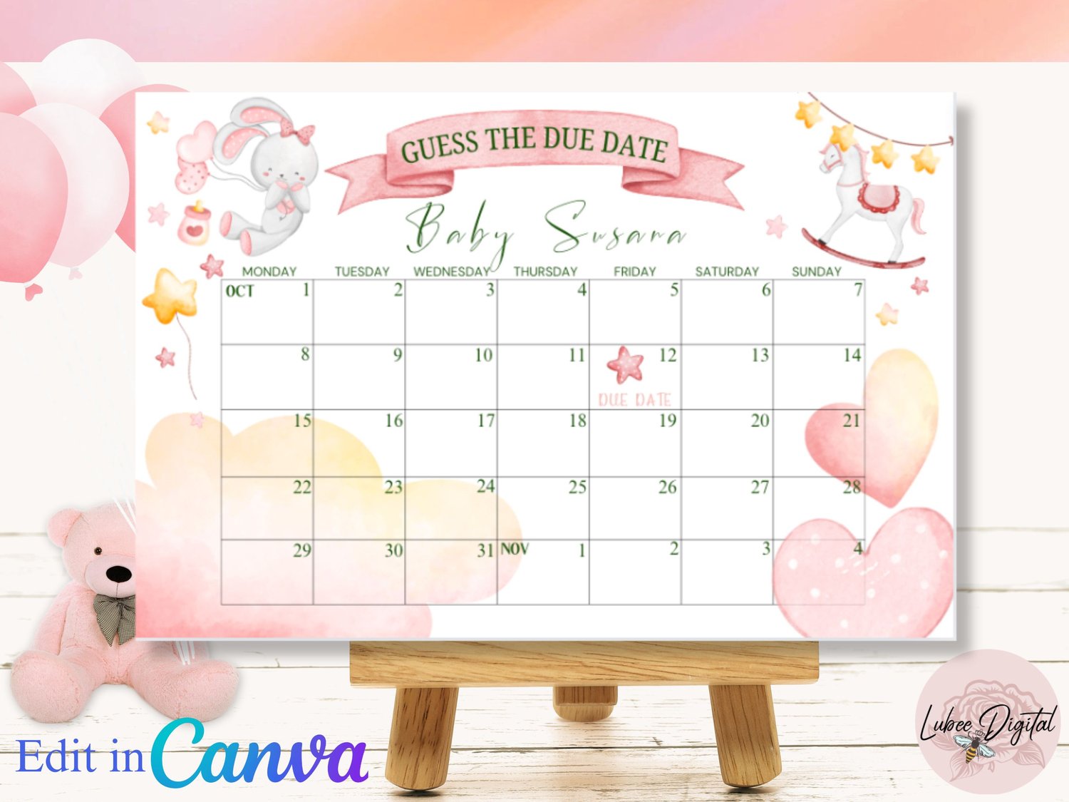 Editable Guess The Due Date Sign, Baby Shower Pregnancy calendar sign Guess Baby's birth date game, Guess Baby's Arrival Date Sign Decor - Payhip editable-guess-the-due-date-sign-baby-shower-pregnancy-calendar-sign-guess-baby-s-birth-date-game-guess-baby-s-arrival-date-sign-decor-payhip