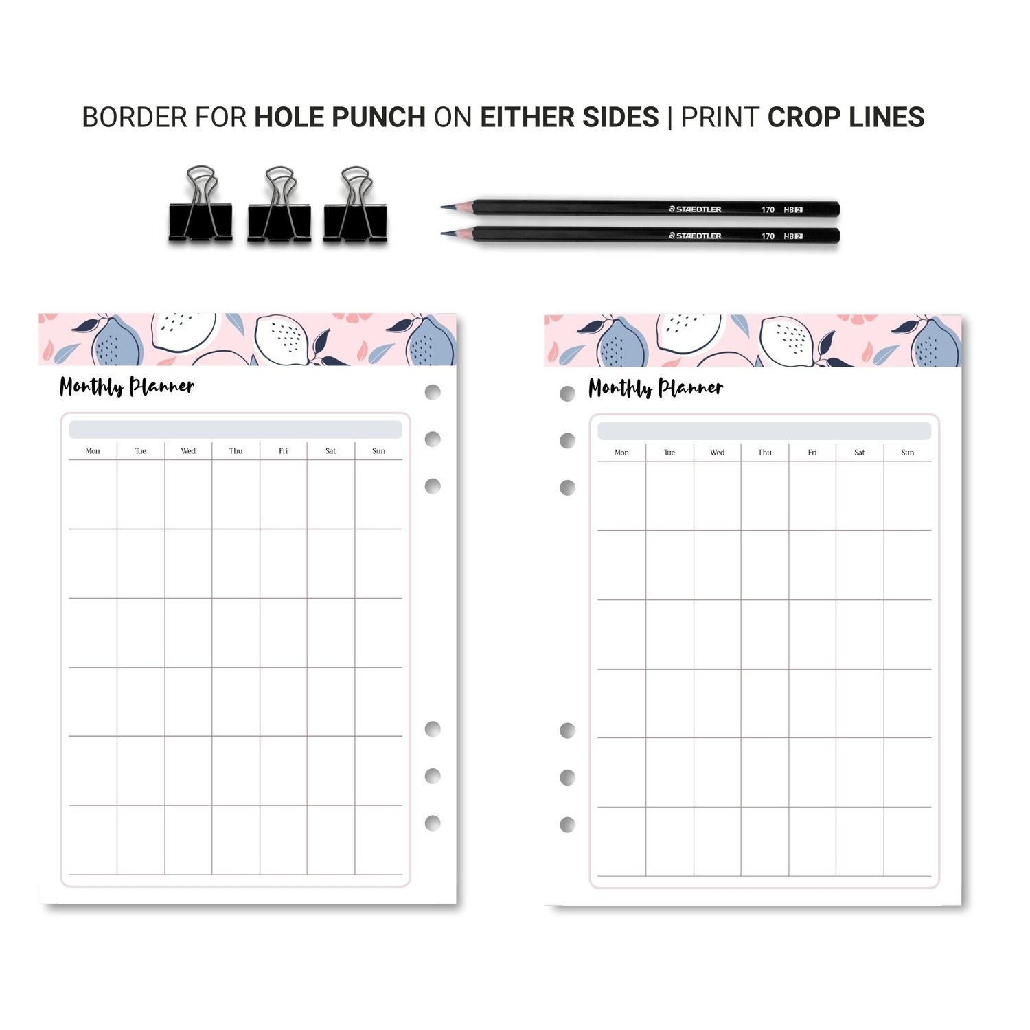 Monthly Planner, A5 Planner Insert | Tracia Creative