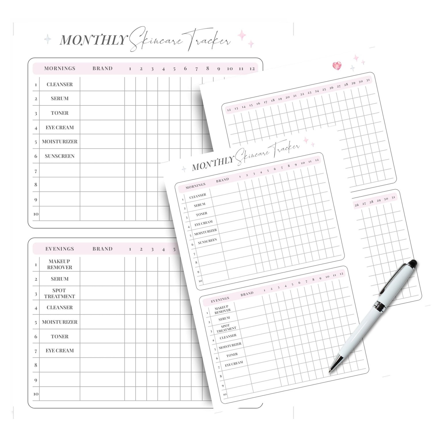 Monthly Skincare Tracker A5 | Tracia Creative