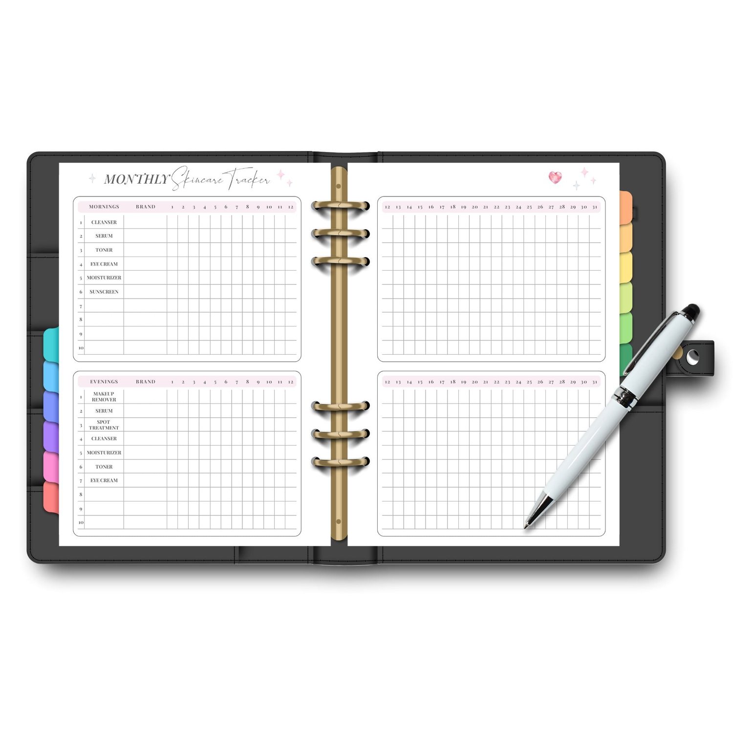 Monthly Skincare Tracker A5 | Tracia Creative