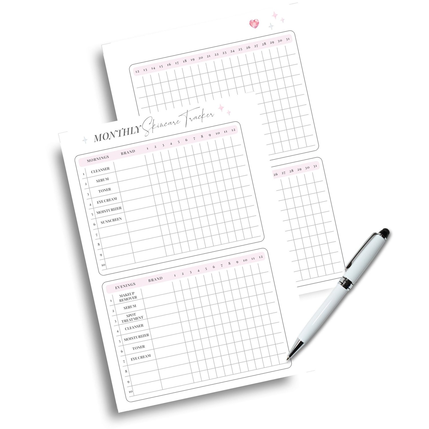 Monthly Skincare Tracker A5 | Tracia Creative