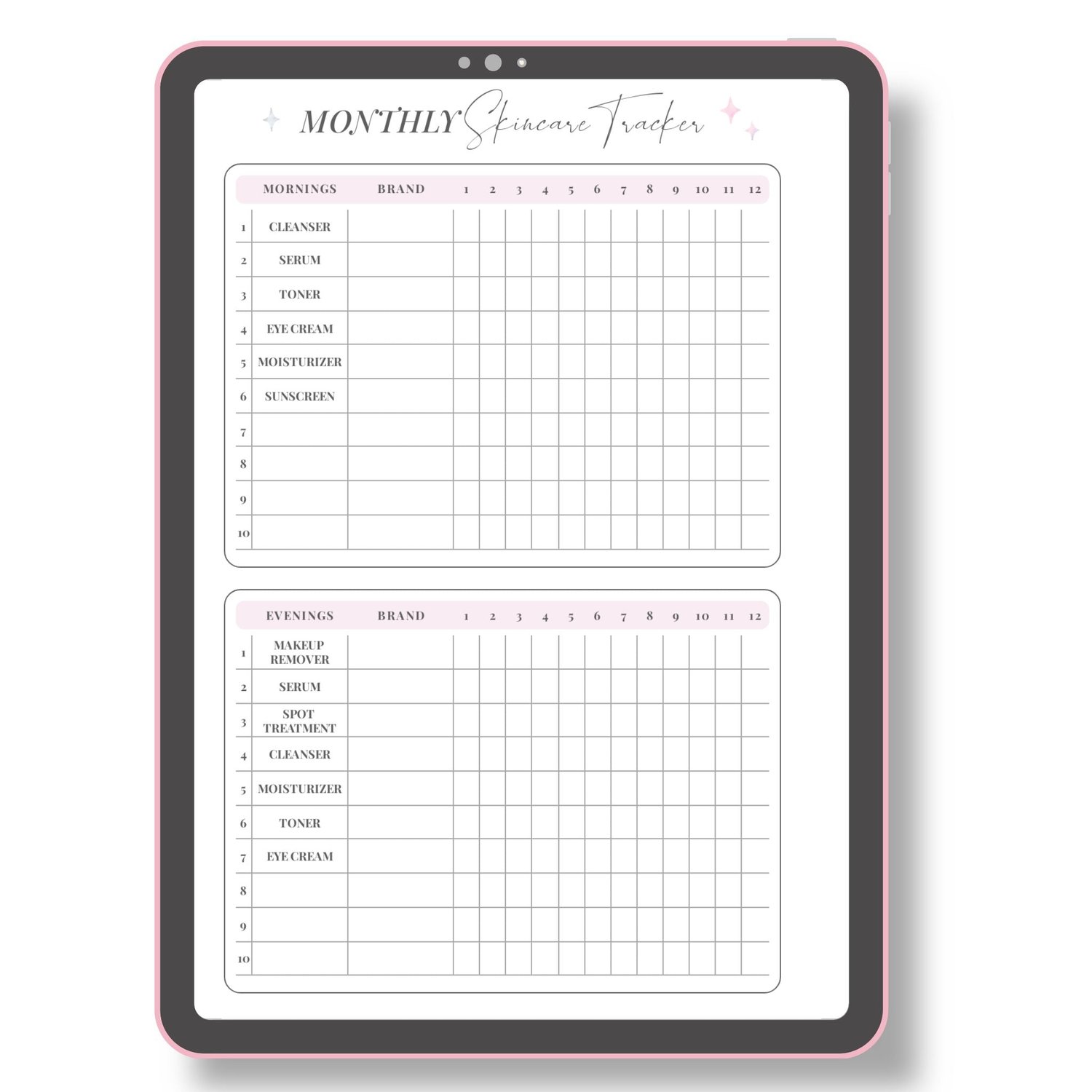 Monthly Skincare Tracker A5 | Tracia Creative