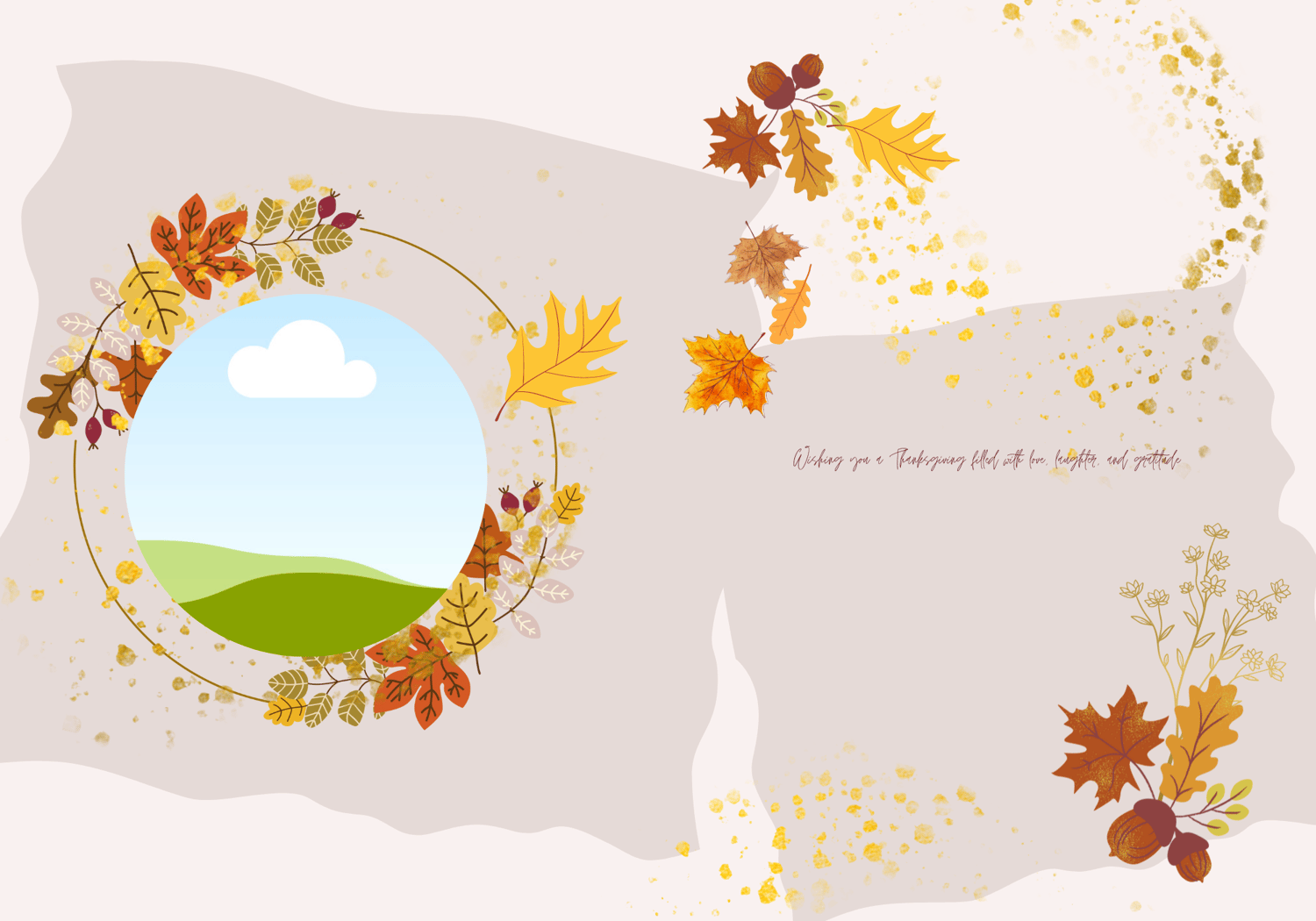 Customizable Pastel Fall Design Folded Card Portrait | Digital Canva Template. Inside design