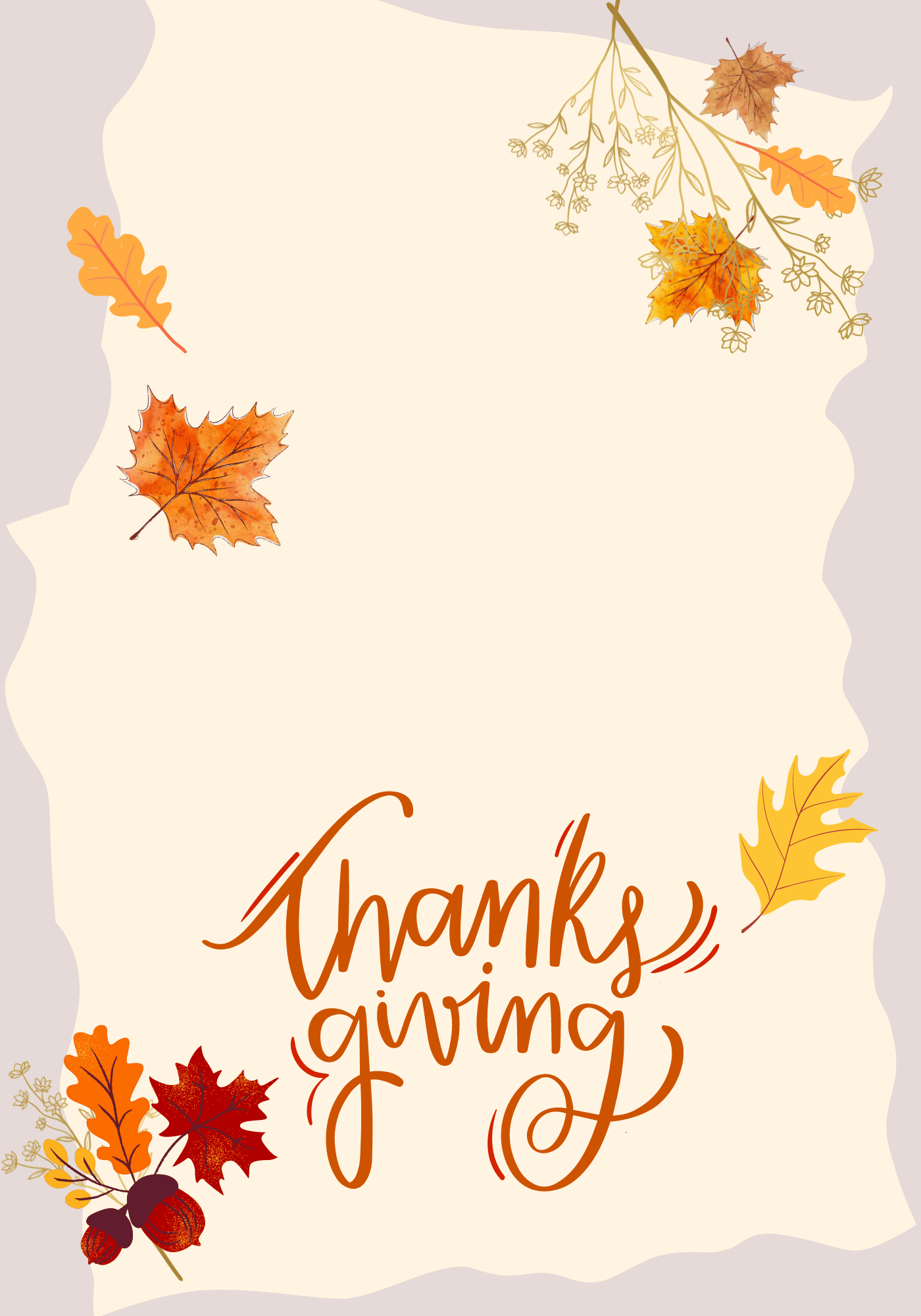 Customizable Pastel Fall Design Folded Card Landscape | Digital Canva Template. Outside design