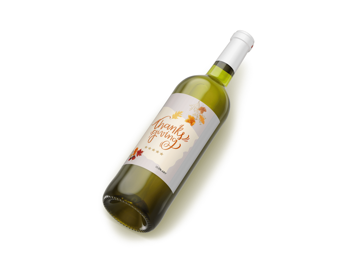 Customizable Pastel Fall Design Sticker Label 4"x6" | Digital Canva Template. Mock sticker on green wine bottle