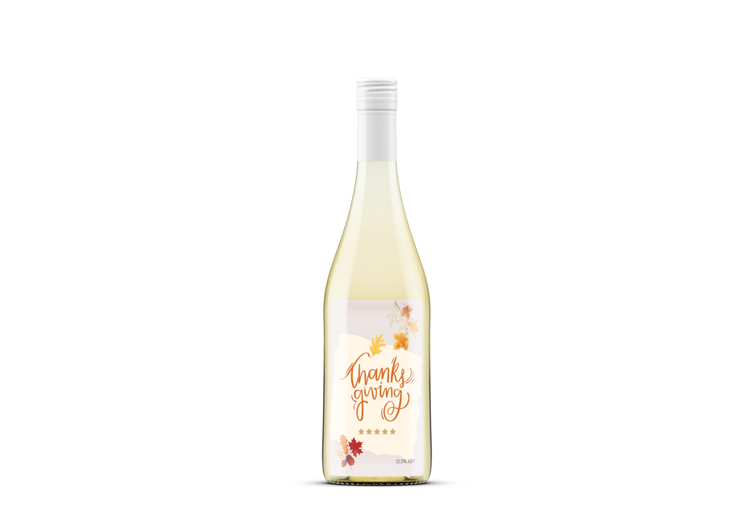 Customizable Pastel Fall Design Sticker Label 4"x6" | Digital Canva Template. Mock sticker on white wine bottle
