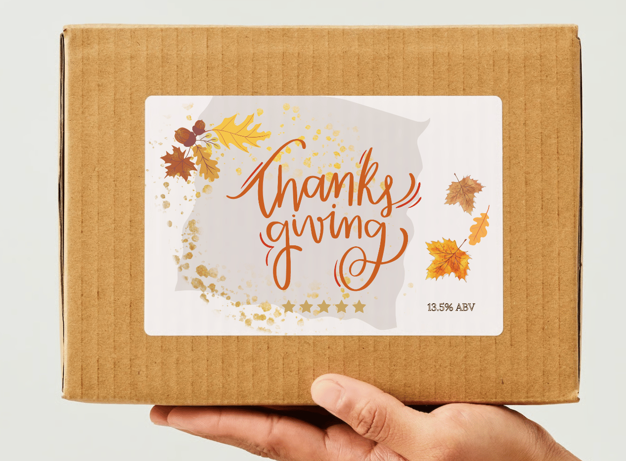 Customizable Pastel Fall Design Sticker Label 6"x4" | Digital Canva Template. Mock sticker on a box