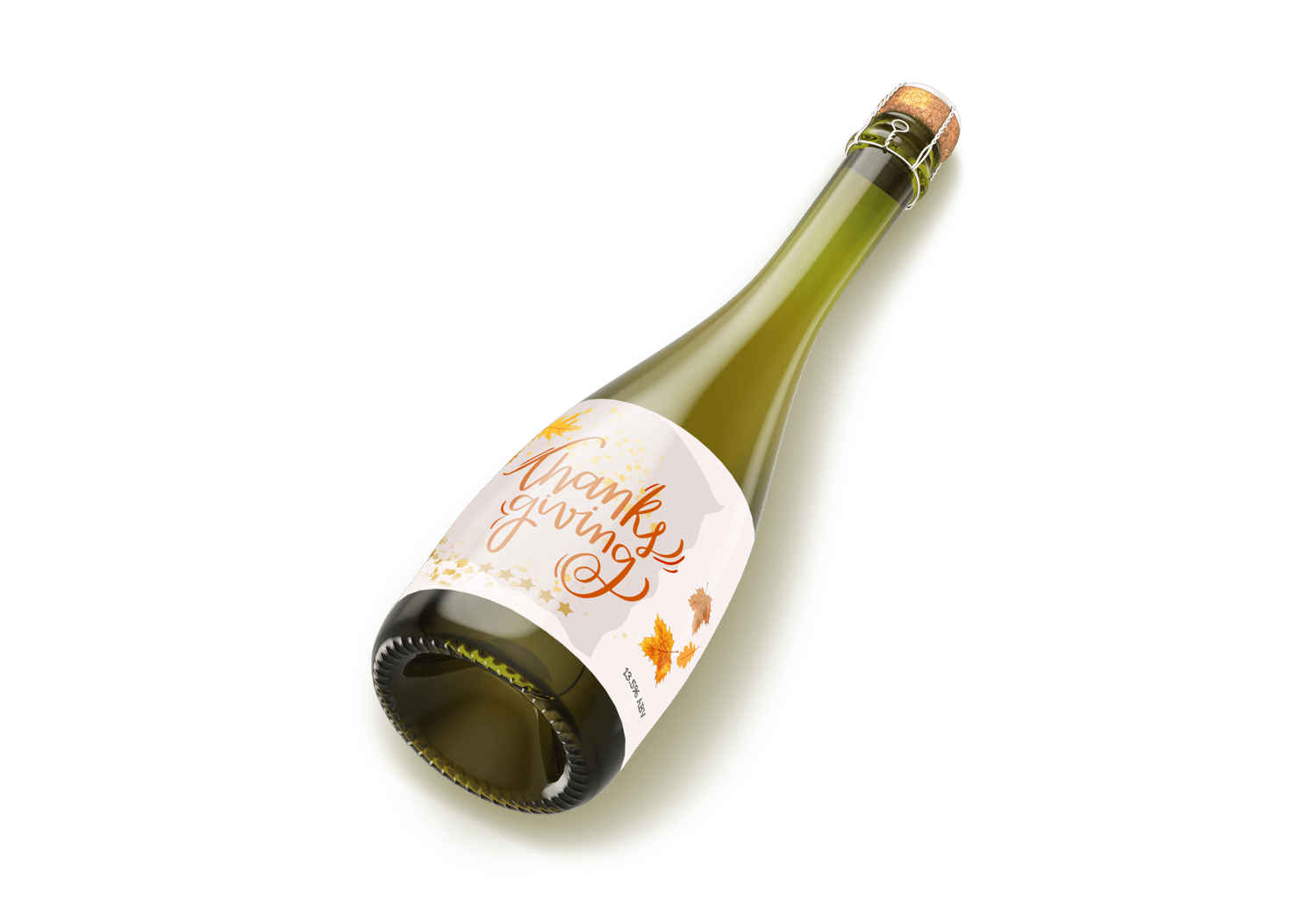Customizable Pastel Fall Design Sticker Label 6"x4" | Digital Canva Template. Mock sticker on a green wine bottle