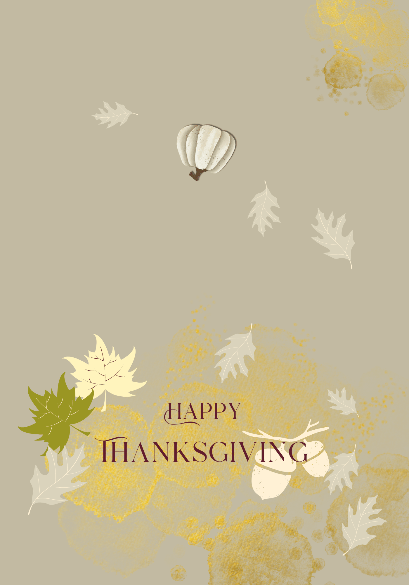 Customizable Minimalist Autumn Leaves Folded Card Landscape | Digital Canva Template. Outside design