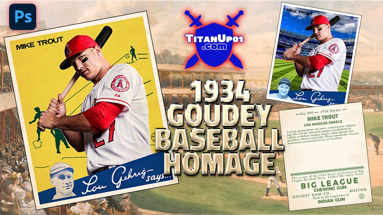 1934 Goudey Baseball Homage Photoshop PSD Templates