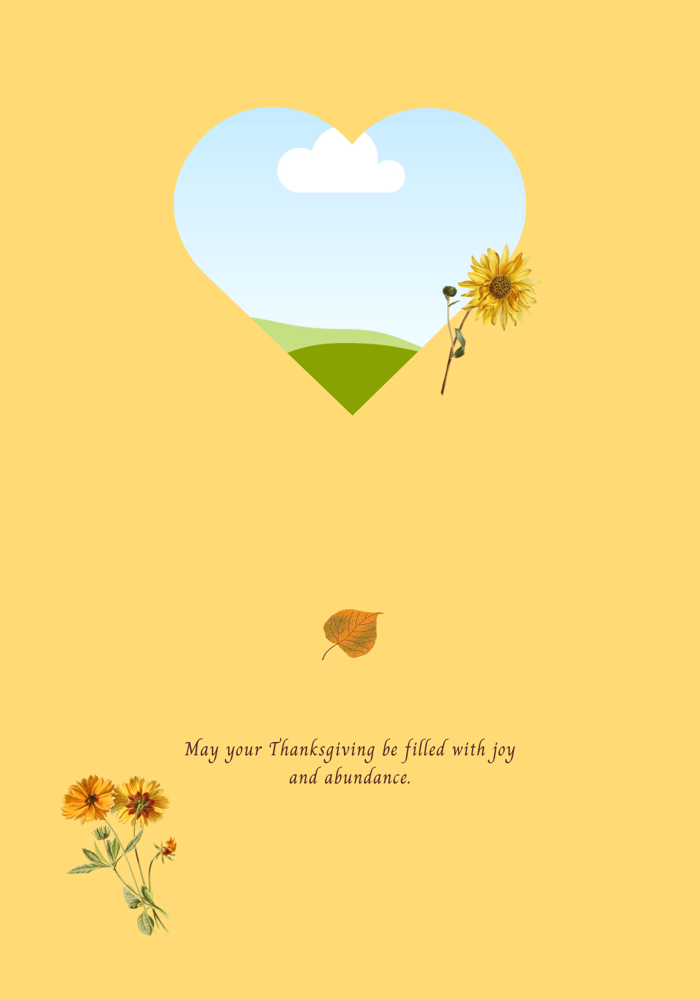 Customizable Abundant Vibrant Tree Folded Card Landscape | Digital Canva Template. Inside design