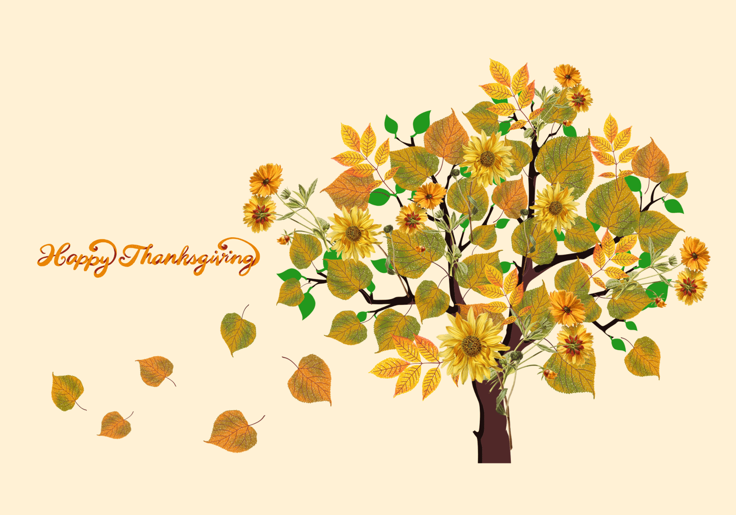 Customizable Abundant Vibrant Tree Folded Card Portrait | Digital Canva Template. Outside design
