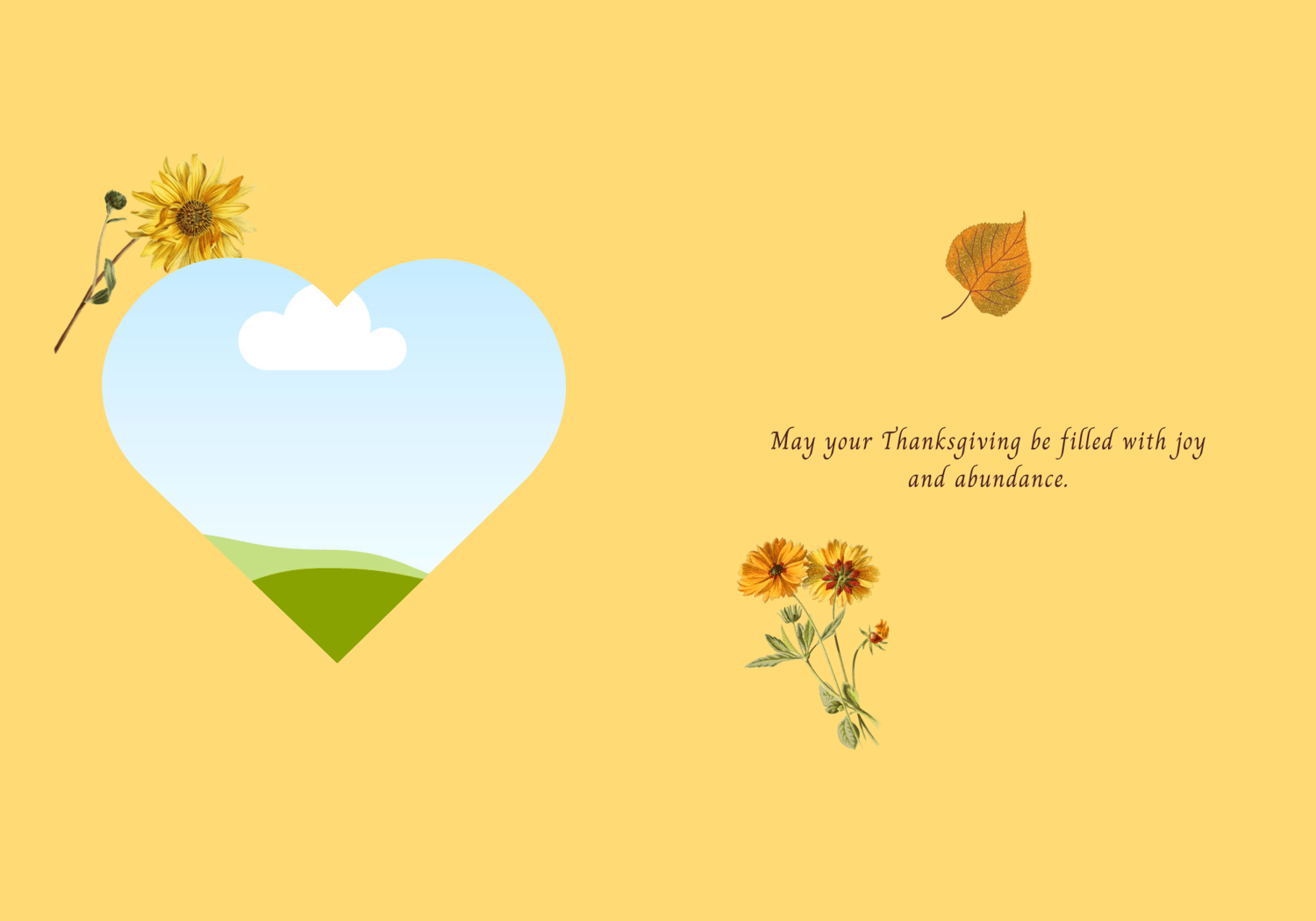 Customizable Abundant Vibrant Tree Folded Card Portrait | Digital Canva Template. Inside design