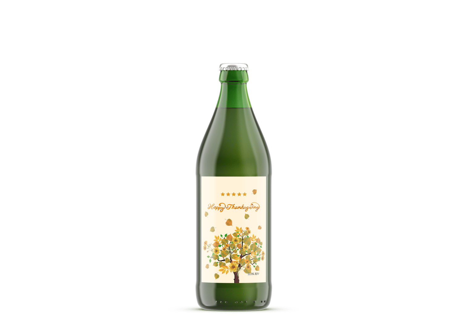 Customizable Abundant Vibrant Tree Sticker Label 4"x6" | Digital Canva Template. Mock sticker on a beverage bottle