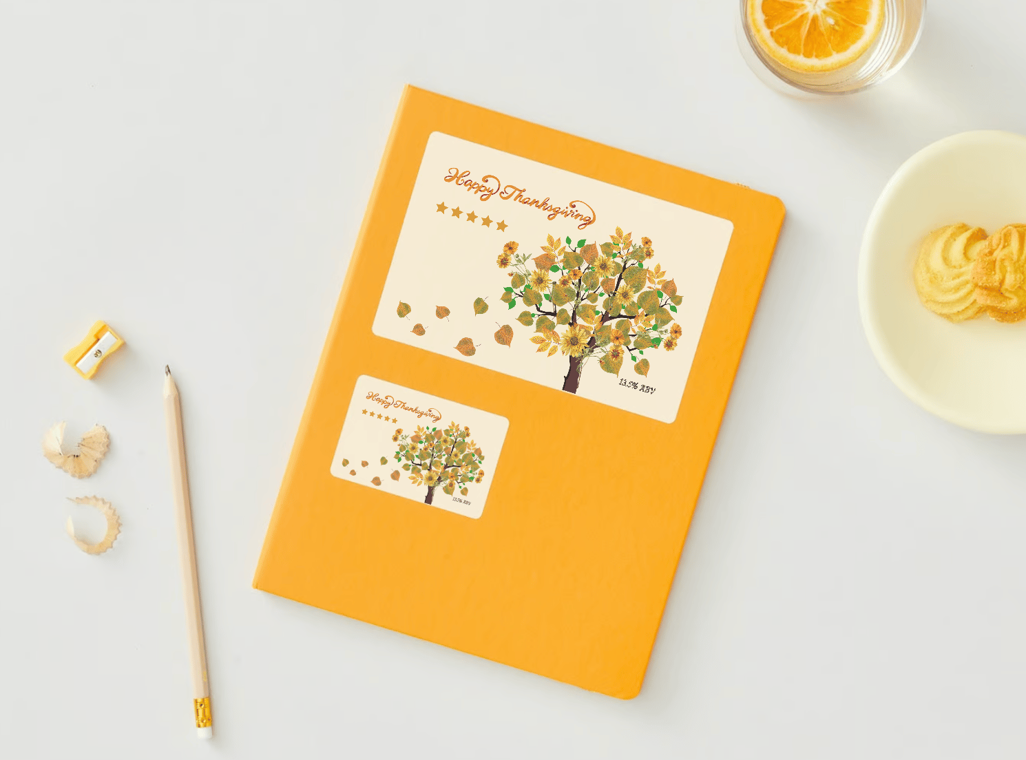 Customizable Abundant Vibrant Tree Sticker Label 6"x4" | Digital Canva Template. Mock stickers on an envelope