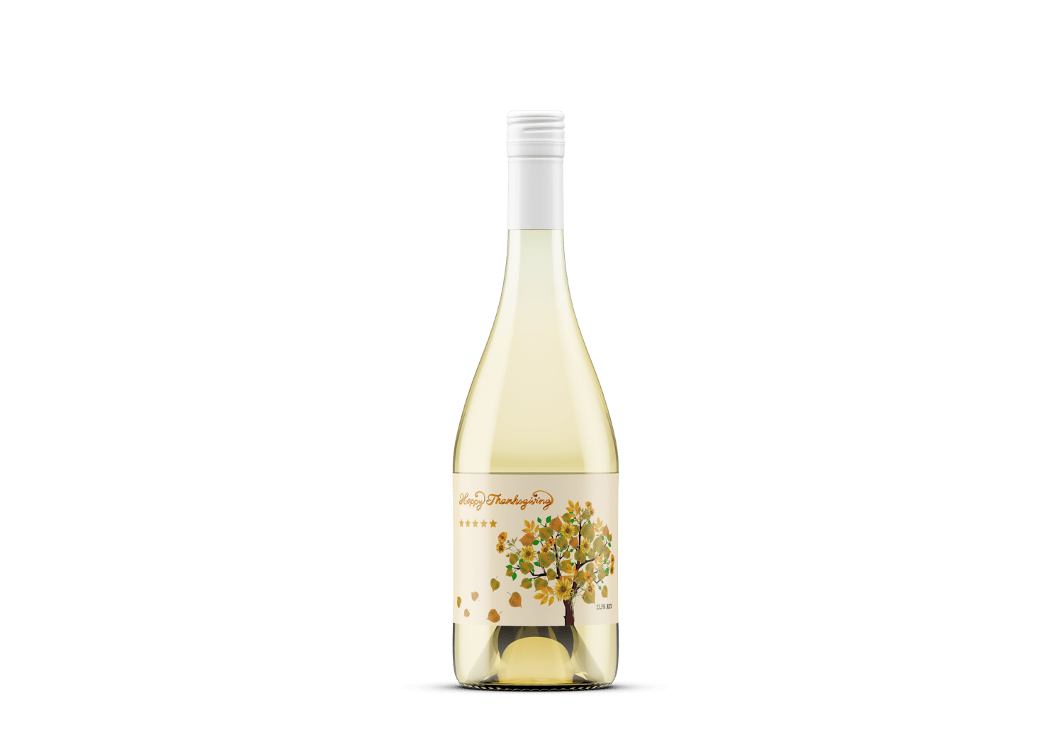 Customizable Abundant Vibrant Tree Sticker Label 6"x4" | Digital Canva Template. Mock sticker on white wine bottle