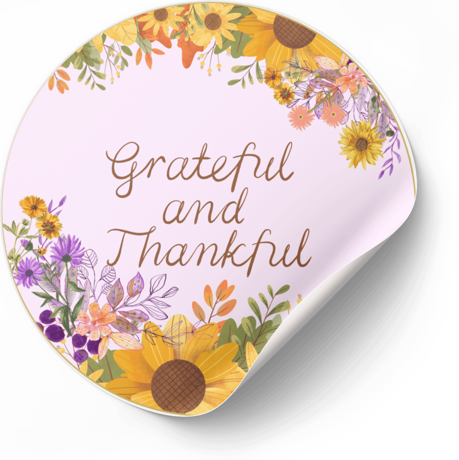 Customizable Vibrant Floral Abundance Circle Sticker | Digital Canva Template. Mock sticker