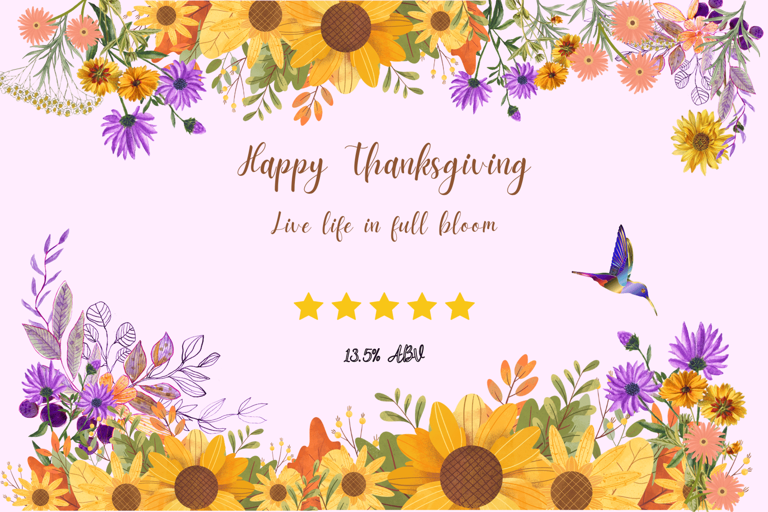 Customizable Vibrant Floral Abundance Sticker Label 6"x4" | Digital Canva Template. Design