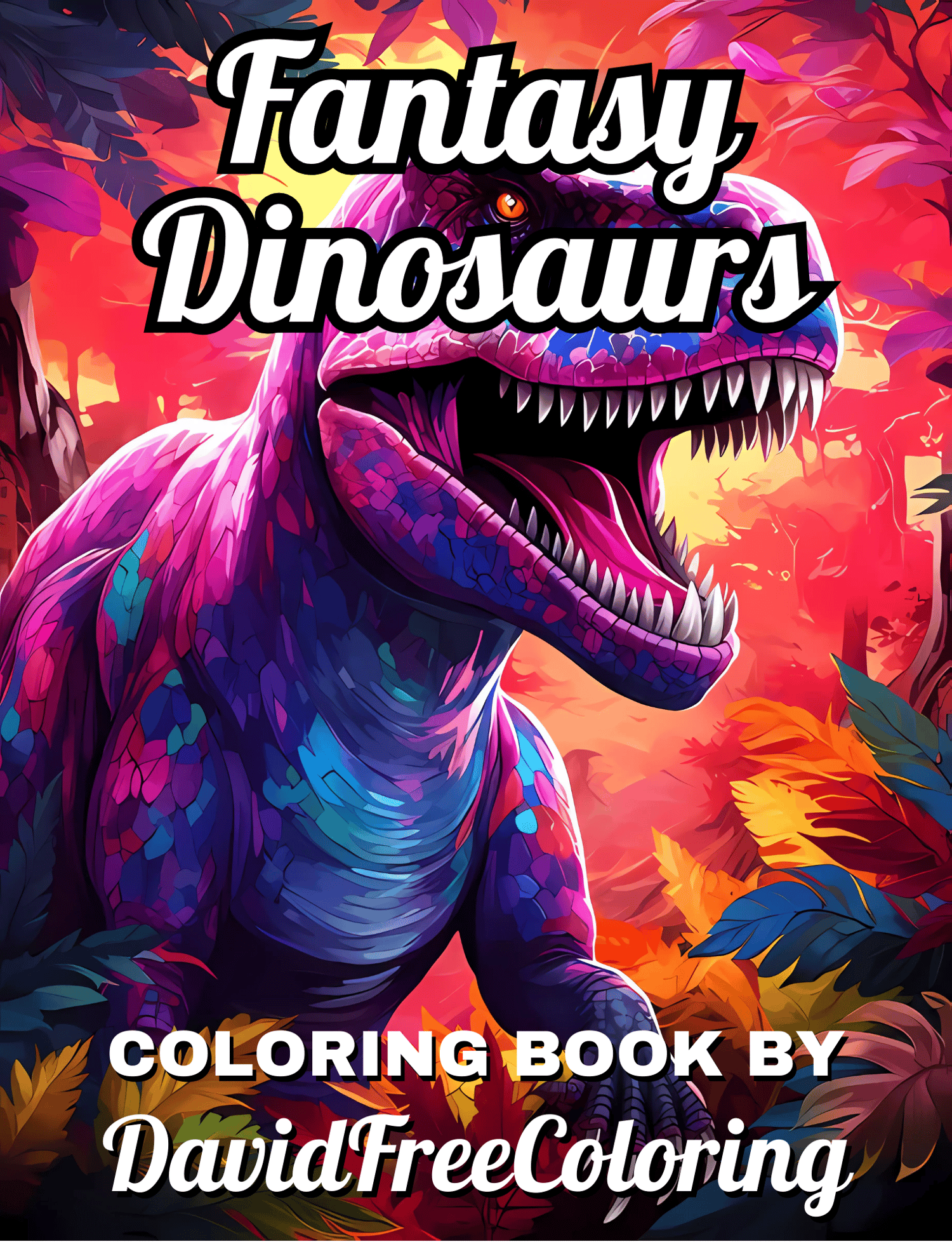 40 Fantasy Dinosaurs Coloring Book Dino Images for Adult Coloring Pages Dinosaurs printable coloring book gift for adult PDF download PNG