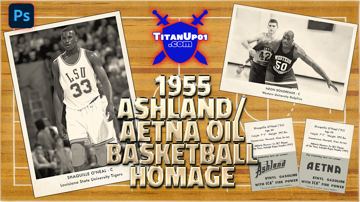 1955 Ashland/Aetna Oil Basketball Homage Photoshop PSD Templates