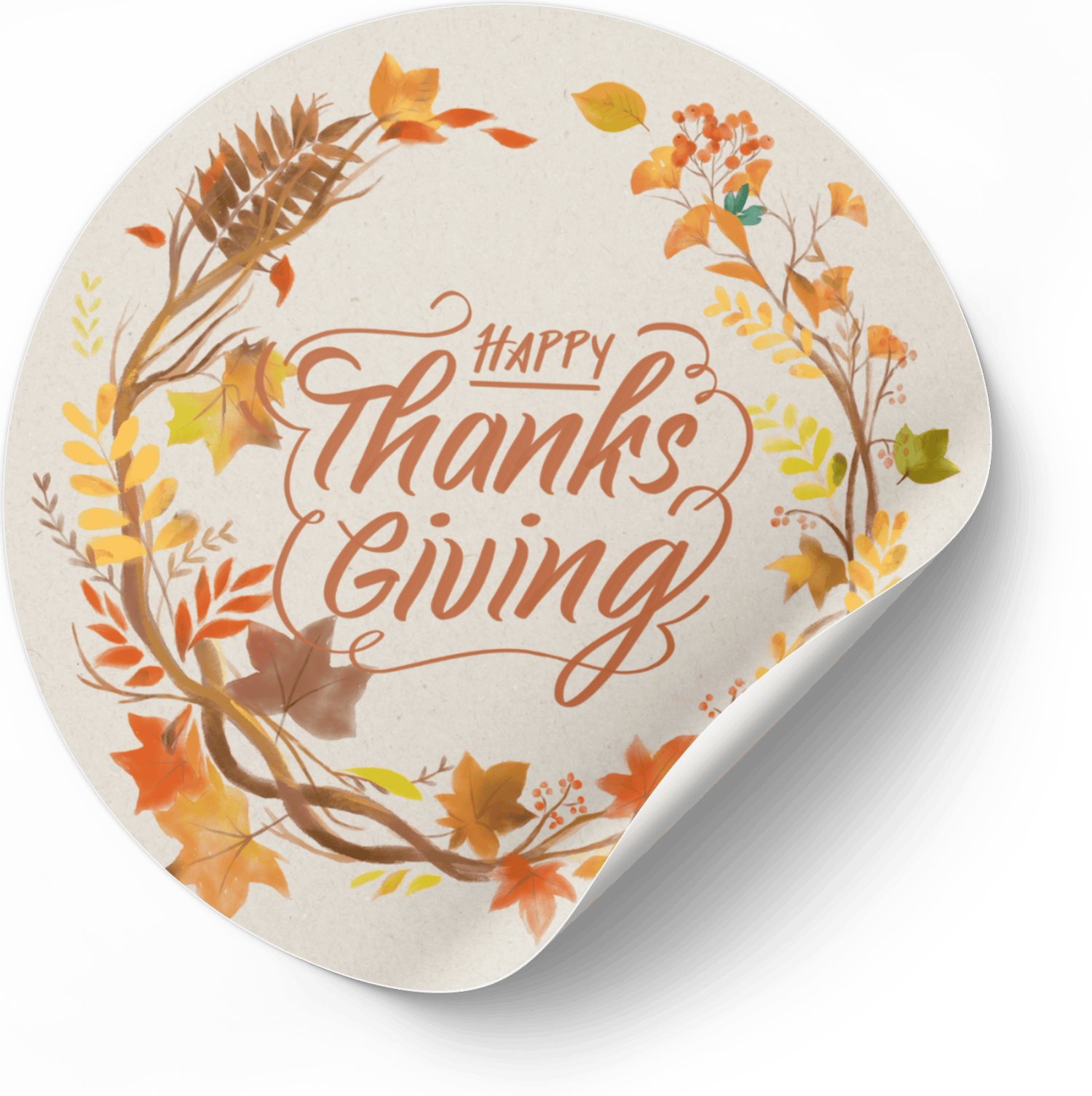 Customizable Earth Tone Autumn Wreath Circle Sticker | Digital Canva Template. Mock sticker