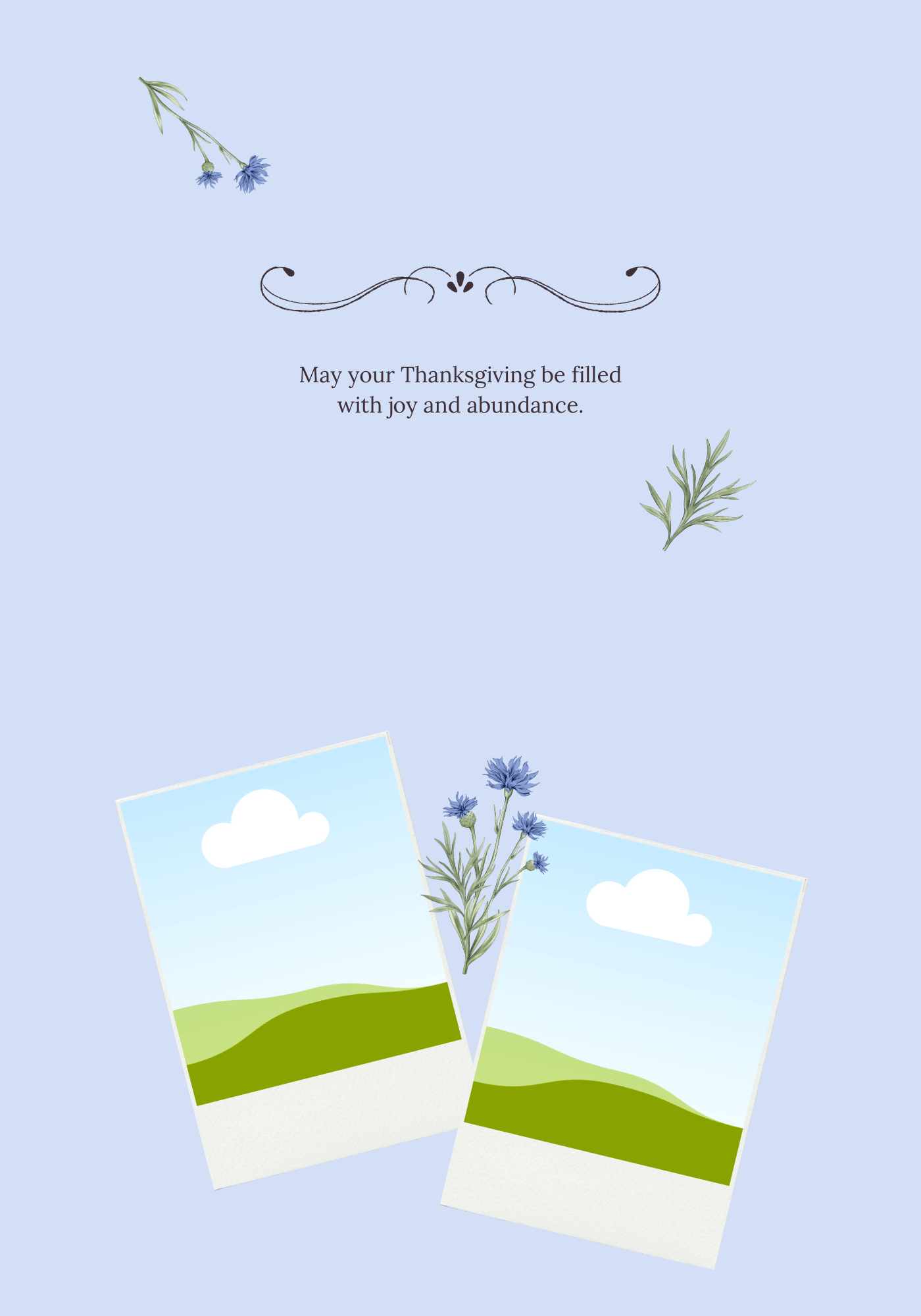 Customizable Elegant Grape Harvest Folded Card Landscape | Digital Canva Template. Inside design